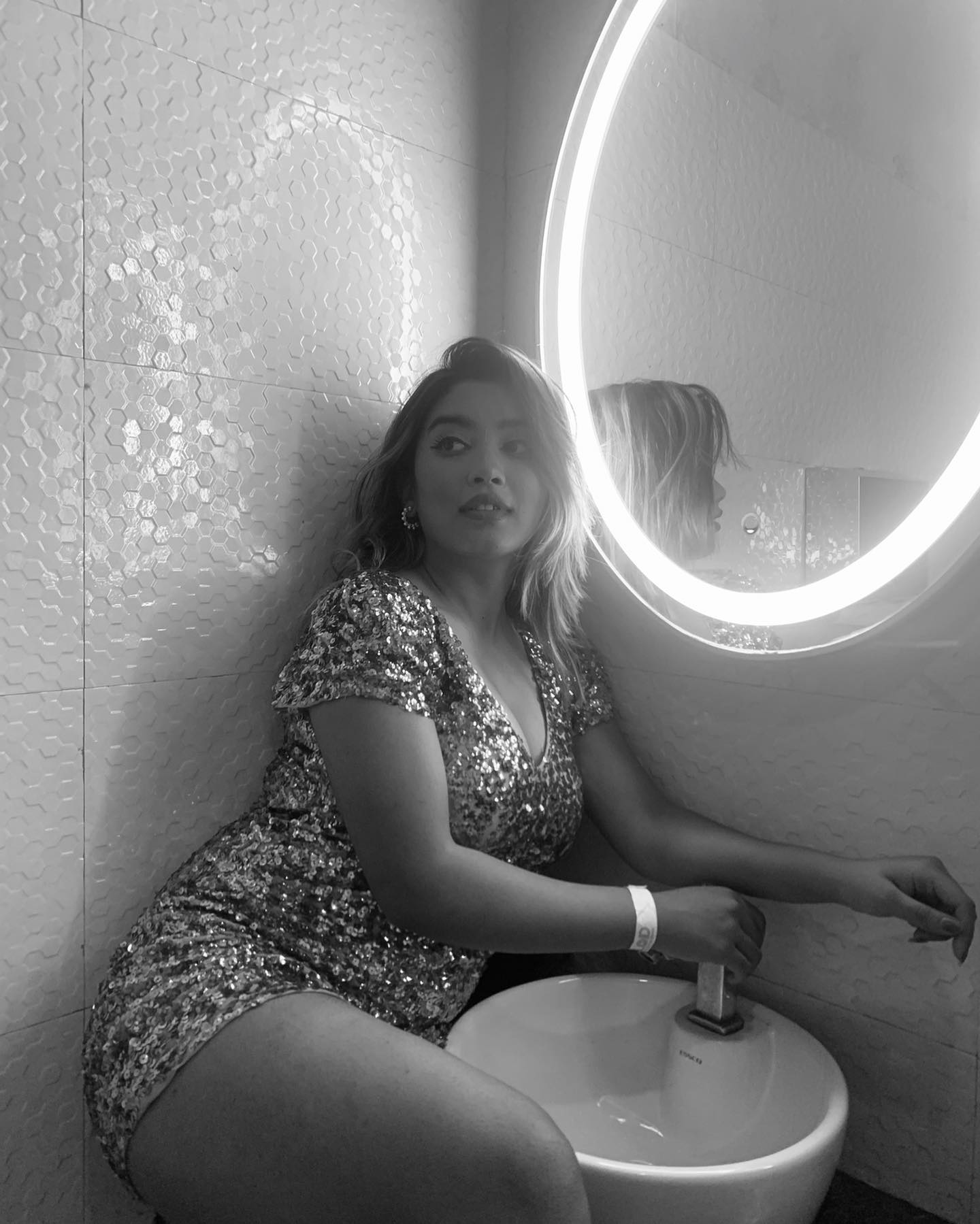 Sandhya Koirala in monochrome glamour